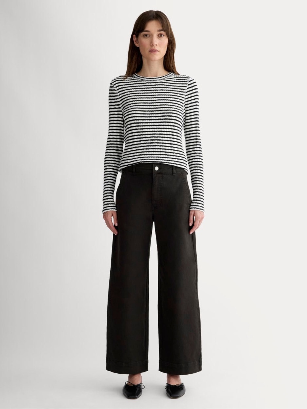 Everlane The Utility Wide-Leg Pant in Black Size 2 Regular Organic Cotton